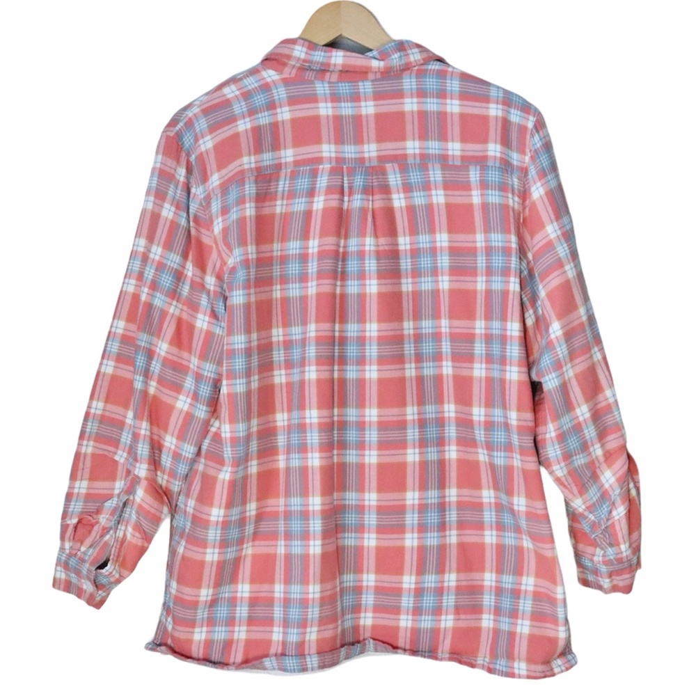 L.L.Bean Red Plaid Sherpa-Lined Button Up Shirt - image 2